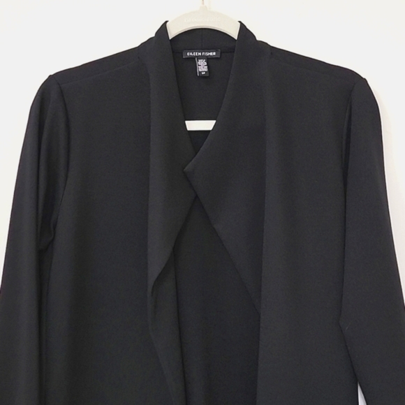 Eileen Fisher preppy  Black  Drape Open Blazer Office Siren size Small - Picture 3 of 17